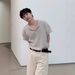 Henry Collar Waffle Shor Sleeved Men's Summer American Minimalis Base Op, Lighweigh And Breahable Side Sli_viptrois.com