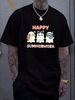 Happy Summerween Summer Halloween Ghost T-Shirt For Men Women Breathable Soft Top For Everyday Wear Versatile Women Female Fashion Slightly Graphic Stretched Print Round Neck Short Sleeve Unisex Stylish Designer Clothes Casual Comfortable Streetwear_viptrois.com