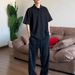 Men's Vintage Style Short Sleeve Polo Shirt Wheat Ear Pattern Jacquard Knit Loose Fit Summer Top Straight Shoulder T-Shirt_viptrois.com