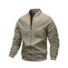 Men’s Baseball Jacket – Lightweight Corduroy Zip-Up Coat With Stand Collar (Grey/Black/Khaki/Green/Blue, M-5XL)_viptrois.com