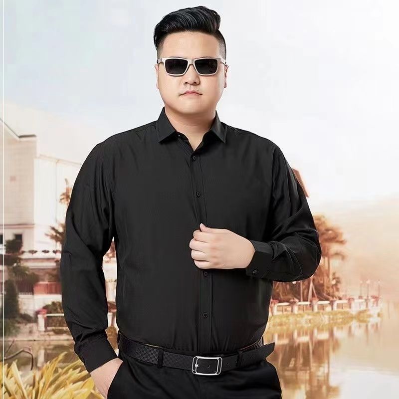 Pulse Pulse In Stock Wholesale Business Formal Plus Size Long Sleeve Men Overweight White Shirt_viptrois.com