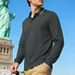 Men's Breathable Polo Shirt – Moisture-Wicking Long Sleeve Golf Shirt With Jacquard Collar (Relaxed Fit, Quick-Dry Polyester)_viptrois.com