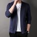 Loom European And American Cross-Border Clothing 2024 Casual Solid Color Knitted Jacket Long Sleeve V-Neck Men's Cardigan_viptrois.com