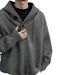 Hooded Knitted Men's Autumn/Winter Loose Sweater With Half Open Button_viptrois.com