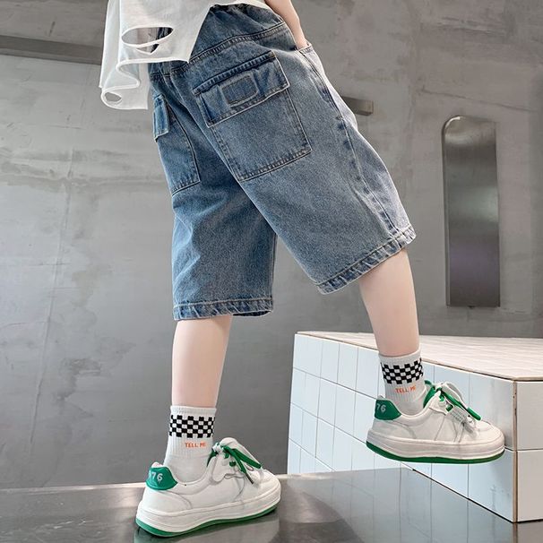 Mother & Kids Boys summer denim shorts 2024 shorts summer thin new style children's clothing trendy boys casual pants_viptrois.com