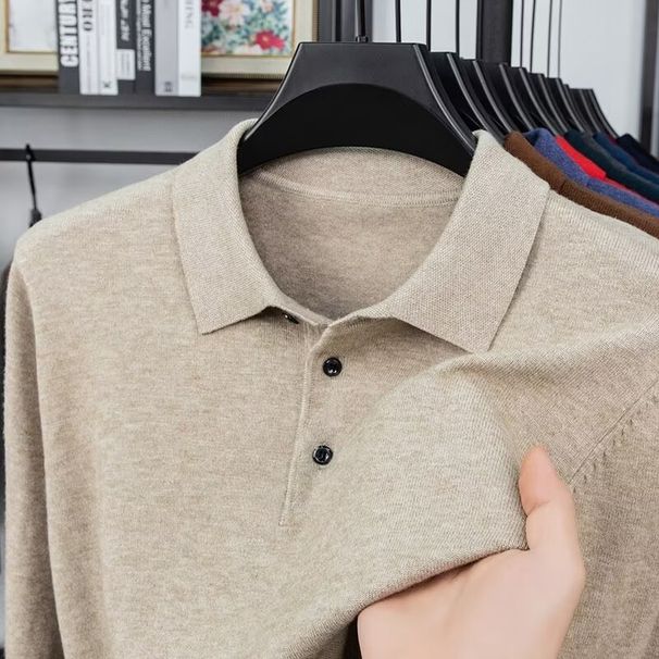 Collar Button Knit Sweater For Autumn And Winter With Core Spun Yarn, Men's Sweater And Sweater_viptrois.com
