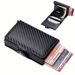 Men's Wallet Card Cases Dual Card RFID Automatic Card Holder Men's Short Double Layer Carbon Fiber Anti Theft Card Holder Magnetic Buckle Card Holder_viptrois.com