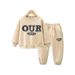 Children's clothing Children's round neck sweatshirt suit casual autumn and winter new suit long-sleeved letter thick sweatshirt suit trend_viptrois.com