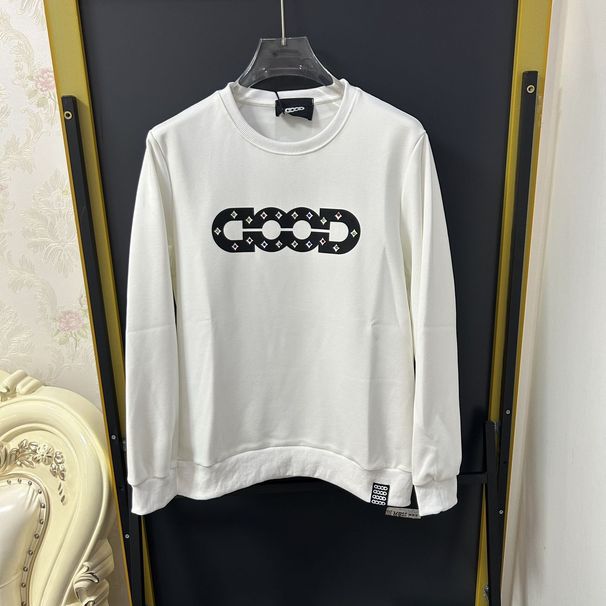 GOODBRAND Silicone Letter Rhinestone Long Sleeve Unisex Pure Cotton Loose Couple Sweatshirt Trendy_viptrois.com