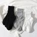 White Women's Boat Socks, Black Men's Mid Tube Solid Color Cotton Socks, Versatile Basketball Sports Shallow Mouth Design Socks_viptrois.com