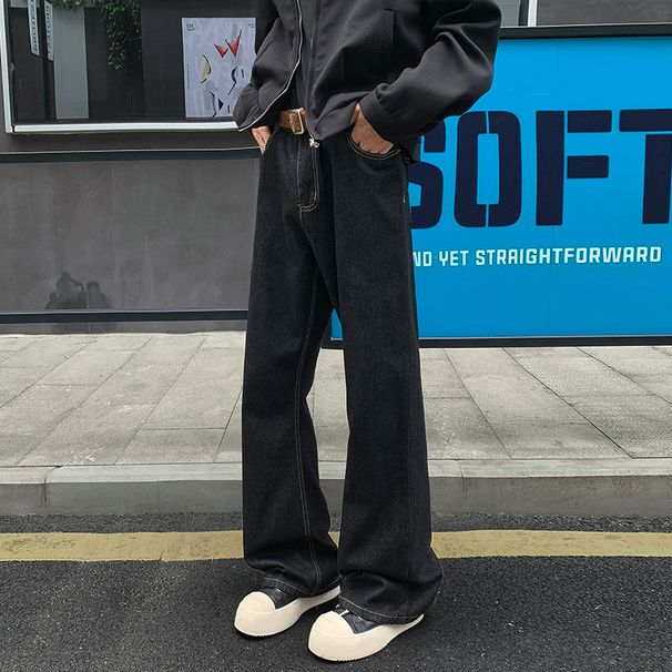 American Retro Raw Denim Jeans For Men, New Autumn Trendy Plus-size Slim-fit Cleanfit Flared Pants_viptrois.com