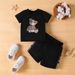 Cross Border INS Infant And Young Boy Summer Style Bear Print Short Sleeved Top Splicing Plaid Shorts Suit_viptrois.com