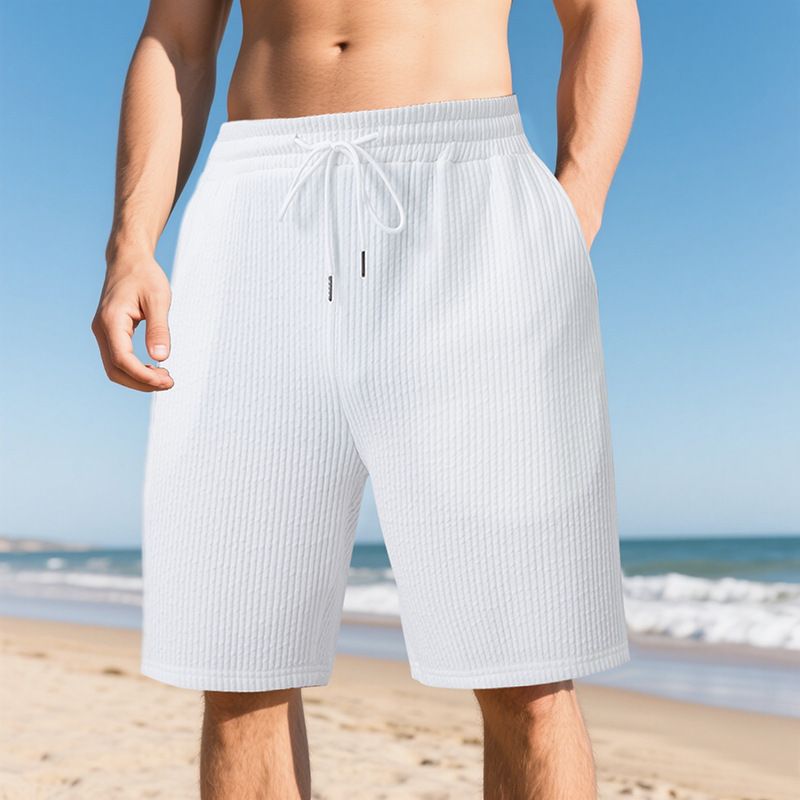 Men's Summer Heavy Double Line Jacquard Leisure Sports Pants Trendy Beach Shorts For Styles_viptrois.com