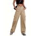 "Women's Stylish Mini Pocket Cargo Pants – Loose Fit Wide Leg Trousers For Everyday Comfort & Trendy Looks"_viptrois.com