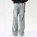Men's Clothing 2025 Summer New Products American Trendy Drape Washed Light Blue Straight Loose Jeans_viptrois.com