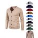 Men's Slim Fit V-Neck Knit Cardigan - Lightweight Solid Color Sweater, Casual & Versatile Thin Pullover For Spring & Autumn_viptrois.com