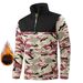 Men's Fleece-Lined Camo Half-Zip Sweatshirt - Winter Stand Collar Pullover, Soft Velvet Interior, Trendy Streetwear (Black/Camo Green/Khaki)_viptrois.com