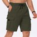 Multi Pocket Woven Work Shorts Men's Solid Color Casual Loose Sports Pants Straight Leg Shorts Men_viptrois.com