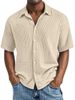 Men's Clothing Independent Station Men's Short Sleeved Lapel Shirt Double Layer Wrinkled Casual Shirt_viptrois.com