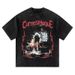 Men's Clothing Skull Rock Band Retro Washed Short Sleeved T Shirt Casual Loose Bottoming Shirt_viptrois.com