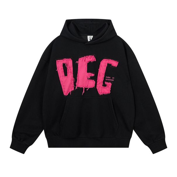 Large Letter Patch Embroidered Hoodie Loose Pullover Autumn Winter Casual Men's Vibe Trendy High Street Sweatshirt_viptrois.com