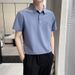 Summer New Products Men's Polo Shirt Solid Color Clean Drape Men's Elastic Ice Silk Lapel Short Sleeve POLO Shirt_viptrois.com