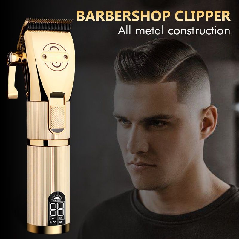 gold Metal Barbershop Cutter Cutting Hine Haircut Cordless Clipper Hair Trimmer 100-240V Cut Electric Rechargeable_viptrois.com