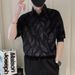 Men's Clothing New Shirt Men's Short Sleeved Polo Shirt Design Shirt Three Dimensional Texture Leaf Seven_viptrois.com