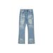 Men's Clothing Ice Blue Washed Jeans Water Ripples Messy Cat Whisker Baggy Style Trousers_viptrois.com