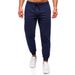 Spring And Autumn New Men's Solid Color Casual Sports Running Pants With Drawstring Elastic Waist Leggings_viptrois.com