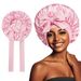 Elastic ribbon bow color Ding round hat Solid color night hat wide brim hairdressing headscarf hat_viptrois.com