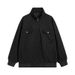 Men's Clothing Oversized Workwear Jacket - 100% Cotton Stand Collar Coat With Multi-Pockets, American Vintage Style For Autumn & Spring_viptrois.com