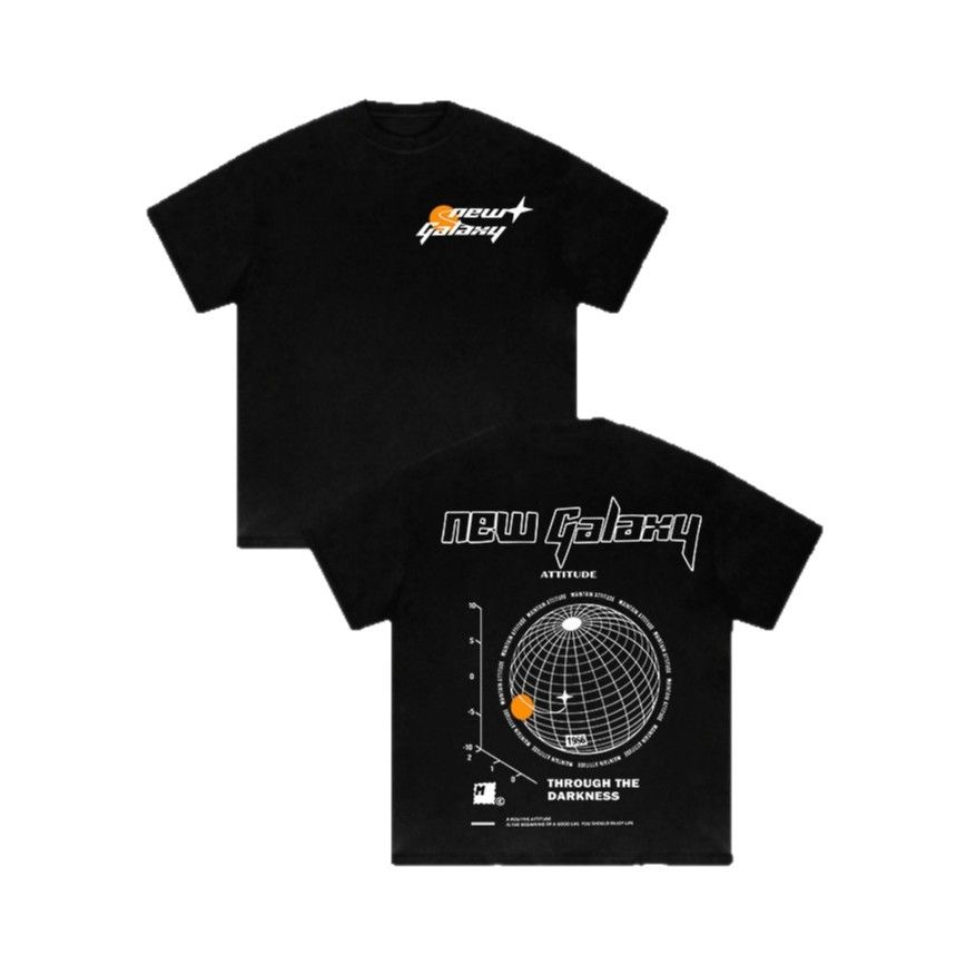 Cross Border Trendy Streetwear T Shirt For Men, Featuring A Sci Fi Planet Print On The Front And Back, Casual Black Short Sleeved Top._viptrois.com