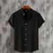 Cross-border Foreign Trade Summer New Casual Fashion Solid Color Stand-up Collar Short-sleeve Men's Shirt_viptrois.com