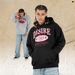 American Style Fleece-lined Thickened Hoodie With Text Print, Loose Fit Trendy High Street_viptrois.com