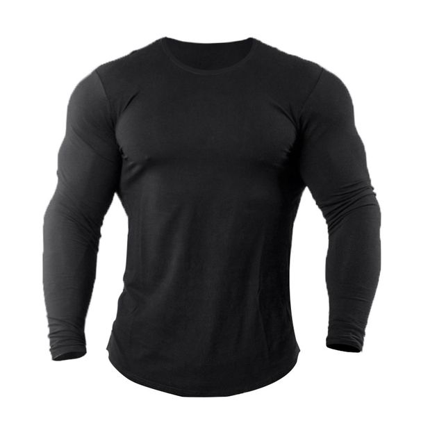 K Muscle Tight Clothing, Sports T-shirt, Men's Long Sleeve Fitness Training Clothing, Breathable Thin Running Round Neck T-shirt_viptrois.com