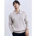 Men's Breathable Polo Collar Knit Sweater - Lightweight V-Neck Pullover With Textured Design All-Season Comfort For Business Casual (M-XXXL, 5 Colors)_viptrois.com