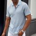 Men's Breathable Mesh Jacquard Casual Shirt Cross Border Sourcing Short Sleeved Suit Collar Openwork Texture_viptrois.com