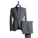 Men's Wedding & Formal Suit Set – Slim Fit Tuxedo Blazer With Vest & Dress Pants, Photoshoot-Ready Business Suit (Black/Grey/Brown)_viptrois.com
