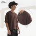 Men's Clothing Boxy Fit Oversized Cotton T-Shirt - Drop Shoulder Short Sleeve Crew Neck Tee For Casual Streetwear (Brown, Orange, Black)_viptrois.com