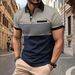 Men's New Chest Fake Pocket Digital Printing Lapel Button Polo Shirt_viptrois.com