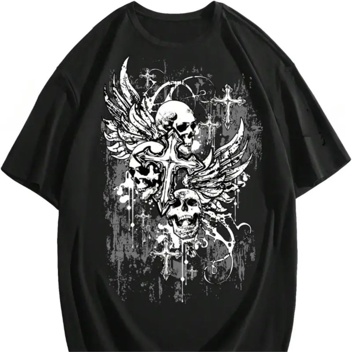 Men's Clothing Men's Gothic T Shirt Skull Print Short Sleeve Street Style T Shirt_viptrois.com