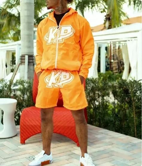Men's 3D Letter Print Hooded Sweatshirt Set Trendy Casual Versatile Shorts Two Piece Set High Street Style_viptrois.com