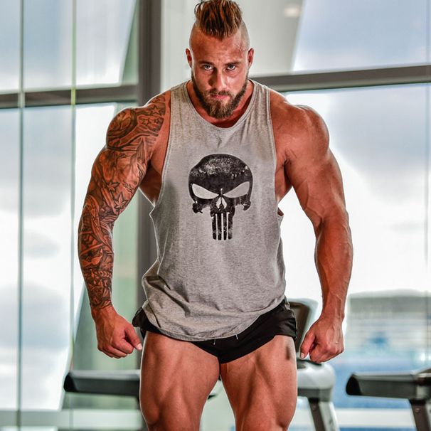 Men's Clothing Muscle Sports Fitness Vest Punisher Multicolor Cotton One Piece Dropshipping_viptrois.com