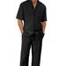 European And American Cross Border 2025 New Hot Selling Casual Men's Suits Loose Lapel Short Sleeved Trousers Trendy Men's Suits_viptrois.com