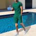 Spring And Autumn New Round Neck Shirt Short Sleeve Shorts Side Stripe Casual Fashion Men's 2 Piece Set_viptrois.com