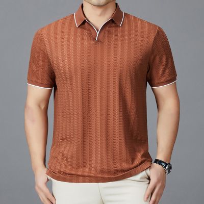 Men's Clothing New Style Lapel Casual Polo Shirt Men's Short Sleeved Thin T Shirt Simple Lapel T Shirt Men's Clothing_viptrois.com
