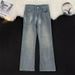 Unisex Autumn Trendy High Street Casual Versatile Straight Leg Long Pants American Cat Whisker Distressed Washed Jeans_viptrois.com
