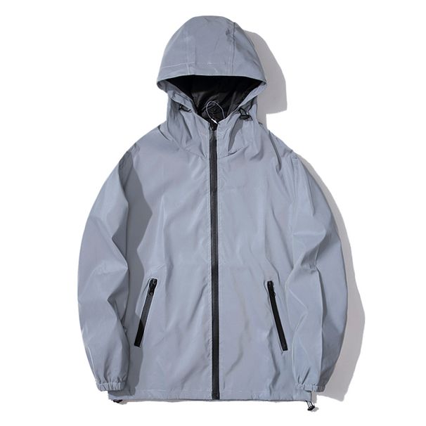 NEW SIZE Night Reflective Jackets Double Fabric Windbreaker Hooded Jacket Men Hip Hop Dancer Waterproof Zipper Coats Outwear_viptrois.com