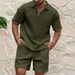 Men's Clothing New Polo Shirt Men's Casual Comfortable Jacquard Small Square Solid Color Lapel Sports Short Sleeve_viptrois.com